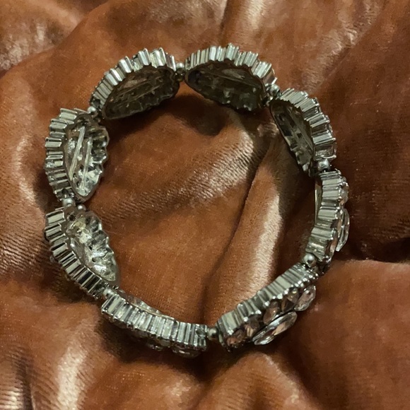 Rhinestone Bracelet - Stretch Bracelet - Crystal Bracelet - Jewelry - Silver - Picture 2 of 3